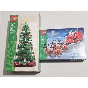 LEGO 40573 Christmas Tree + 40499 Santa's Sleigh Set 1127pcs Reindeer NEW